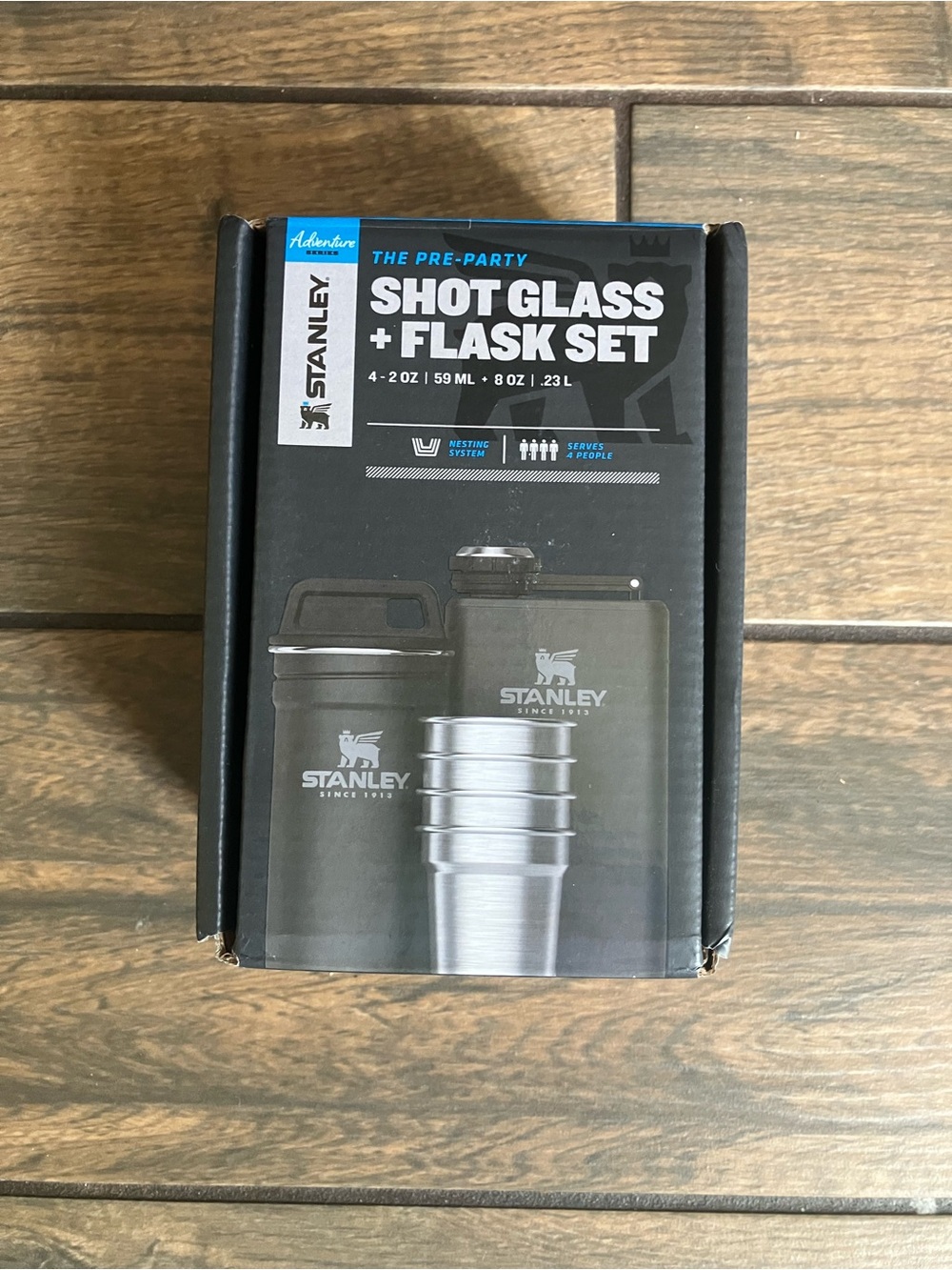 Stanley Black Shot Glass + Flask Set with Stainless Steel Cups